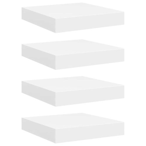 Окачени стенни рафтове, 4 бр, бели, 23x23,5x3,8 см, МДФ
