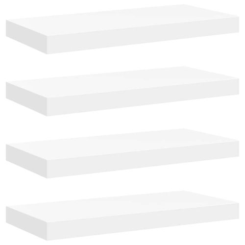 Окачени стенни рафтове, 4 бр, бели, 50x23,5x3,8 см, МДФ