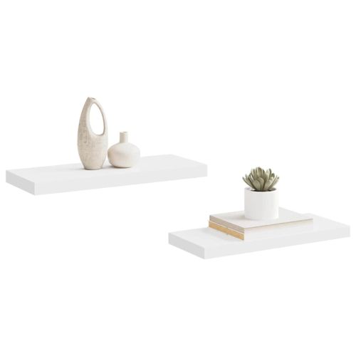 Окачени стенни рафтове, 2 бр, бели, 60x23,5x3,8 см, МДФ
