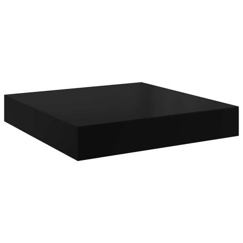 Окачени стенни рафтове, 2 бр, черен гланц, 23x23,5x3,8 см, МДФ