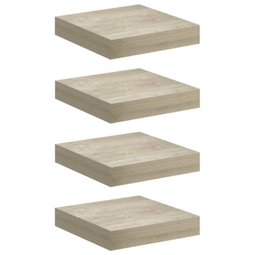 Окачени стенни рафтове, 4 бр, дъб, 23x23,5x3,8 см, МДФ