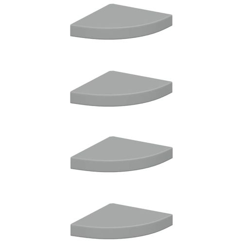 323903 Floating Corner Shelves 4 pcs Grey 25x25x3,8 cm MDF