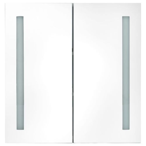 LED шкаф с огледало за баня, сияйно сиво, 62x14x60 см