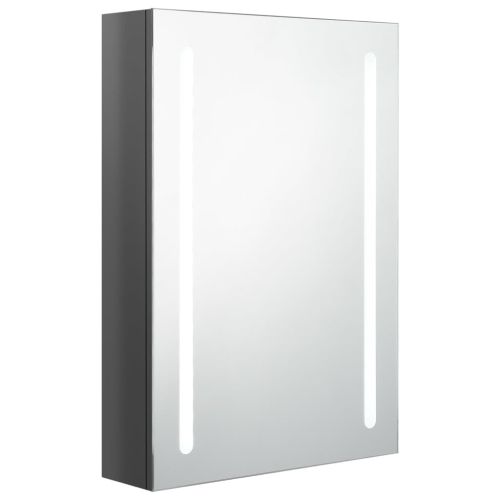 LED шкаф с огледало за баня, сияйно сиво, 50x13x70 см