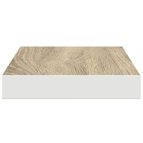 Окачени стенни рафтове, 4 бр, дъб и бял, 50x23,5x3,8 см, МДФ