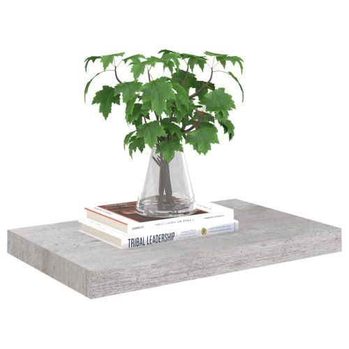 Окачен стенен рафт, бетонно сив, 50x23,5x3,8 см, МДФ