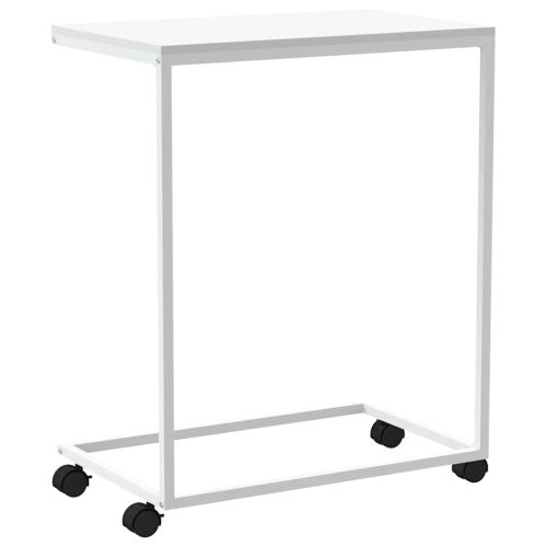 Помощна маса с колелца бяла 55x35x70 см инженерно дърво