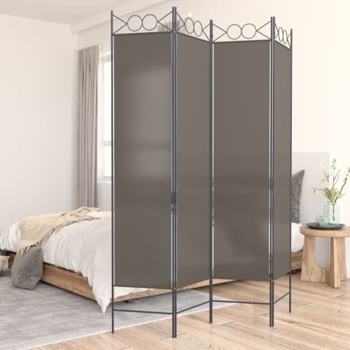 Параван за стая, 4 панела, антрацит, 160x220 cм, текстил