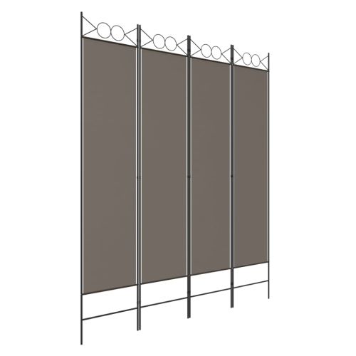 Параван за стая, 4 панела, антрацит, 160x220 cм, текстил