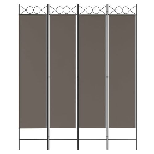 Параван за стая, 4 панела, антрацит, 160x220 cм, текстил