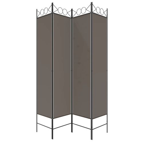 Параван за стая, 4 панела, антрацит, 160x220 cм, текстил