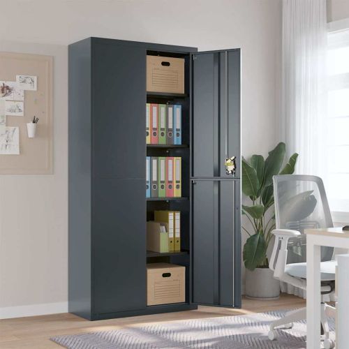 Шкаф за папки антрацит 90x40x200 см стомана
