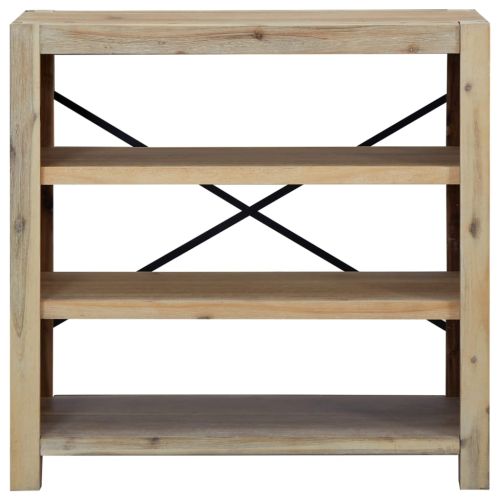 Библиотека с 3 рафта, 80x30x80 см, акациево дърво масив