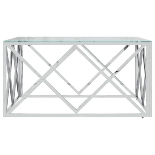 Маса за кафе 80x80x40 cм неръждаема стомана и стъкло