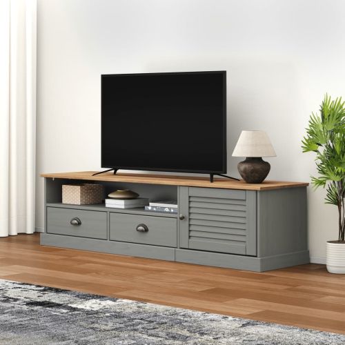 ТВ шкаф "VIGO" сив 156x40x40 см бор масив