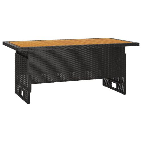 Градинска маса черна 100x50x43/63 см акация масив и полиратан