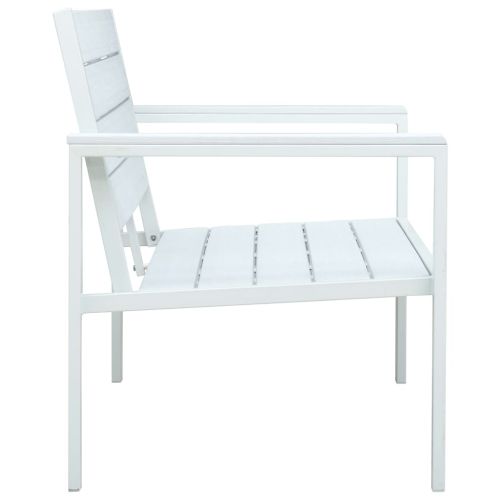 Градинска пейка, 120 cм, HDPE, бяла, имитация на дърво