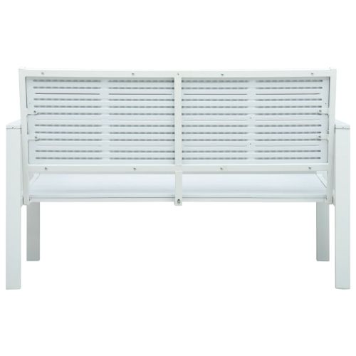 Градинска пейка, 120 cм, HDPE, бяла, имитация на дърво