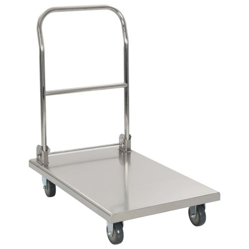 Платформена количка, сребриста, 82x53x86 см, неръждаема стомана