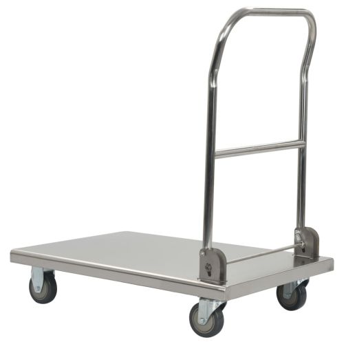 Платформена количка, сребриста, 82x53x86 см, неръждаема стомана