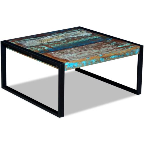 Маса за кафе, регенерирано дърво масив, 80x80x40 cм