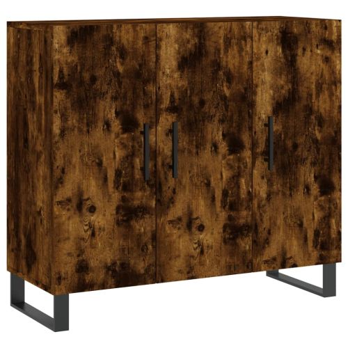Сайдборд, опушен дъб, 90x34x80 см, инженерно дърво