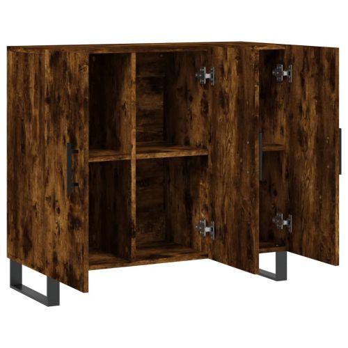 Сайдборд, опушен дъб, 90x34x80 см, инженерно дърво