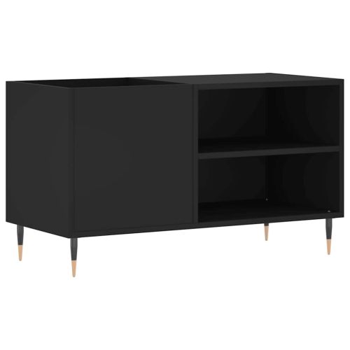 Шкаф за грамофонни плочи черен 85x38x48 см инженерно дърво