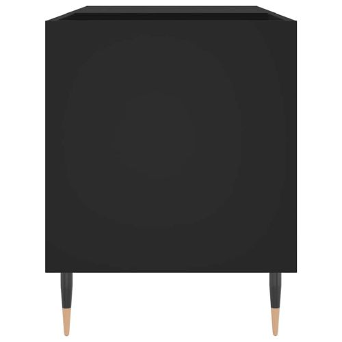 Шкаф за грамофонни плочи черен 85x38x48 см инженерно дърво