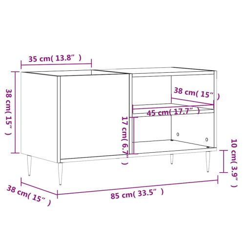 Шкаф за грамофонни плочи черен 85x38x48 см инженерно дърво