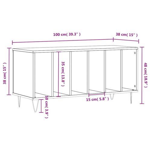 Шкаф за грамофонни плочи черен 100x38x48 см инженерно дърво