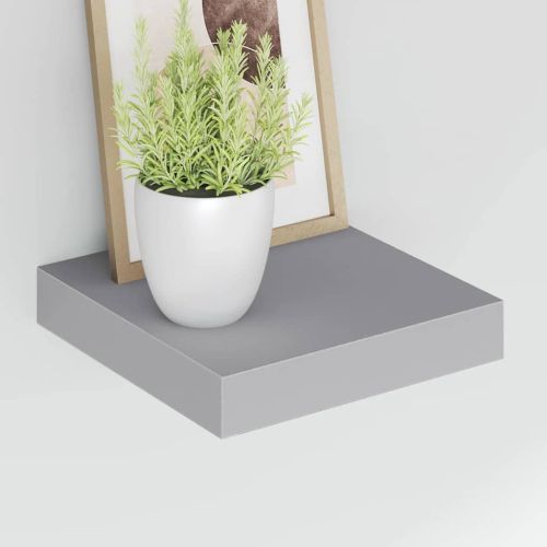 Окачени стенни рафтове, 4 бр, сиви, 23x23,5x3,8 см, МДФ