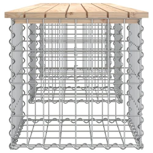 Градинска пейка габионен дизайн 203x44x42 см борово дърво масив