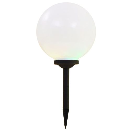 Градински соларни лампи, LED, 2 бр, сферични, 30 см, RGB