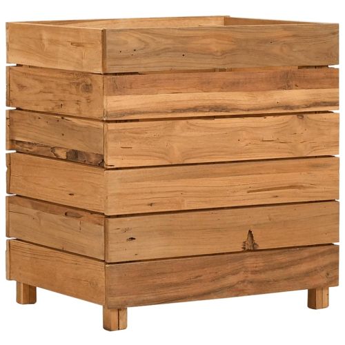 Повдигната леха 50x40x55 см рециклирано тиково дърво и стомана