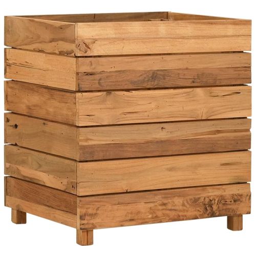 Повдигната леха 50x40x55 см рециклирано тиково дърво и стомана