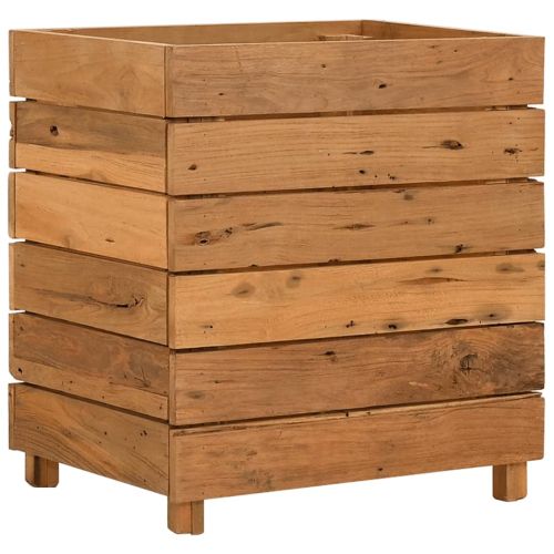 Повдигната леха 50x40x55 см рециклирано тиково дърво и стомана