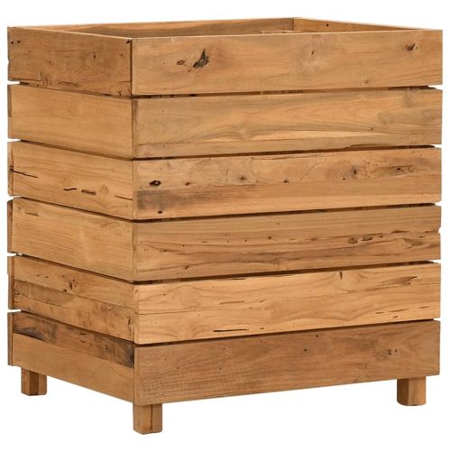 Повдигната леха 50x40x55 см рециклирано тиково дърво и стомана