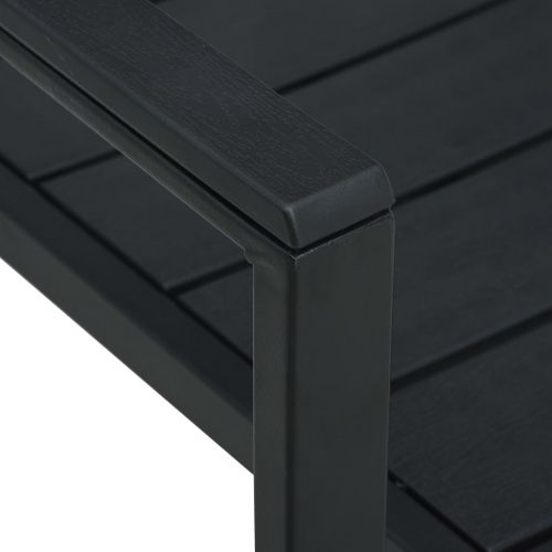 Градински столове, 2 бр, черни, HDPE, имитация на дърво