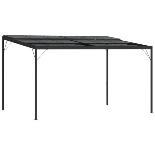 Беседка с покрив, антрацит, 4x3x2,5 м, алуминий и стомана