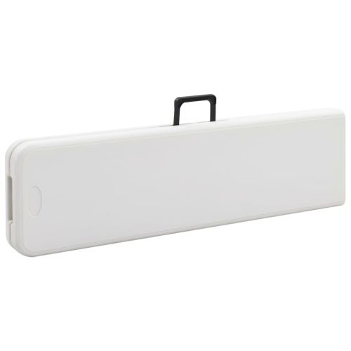 Сгъваема градинска маса с 2 пейки, 180 см, стомана и HDPE, бяла