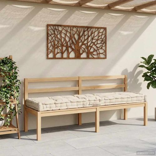 Палетна възглавница за под, памук, 120x40x7 см, бежова