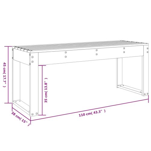 Градинска пейка сива 110x38x45 см борово дърво масив