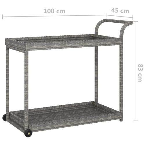 Бар количка, сива, 100x45x83 см, полиратан