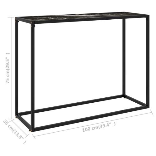 Конзолна маса, черна, 100x35x75 cм, закалено стъкло