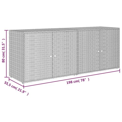 Градински шкаф за съхранение сив 198x55,5x80 см полиратан