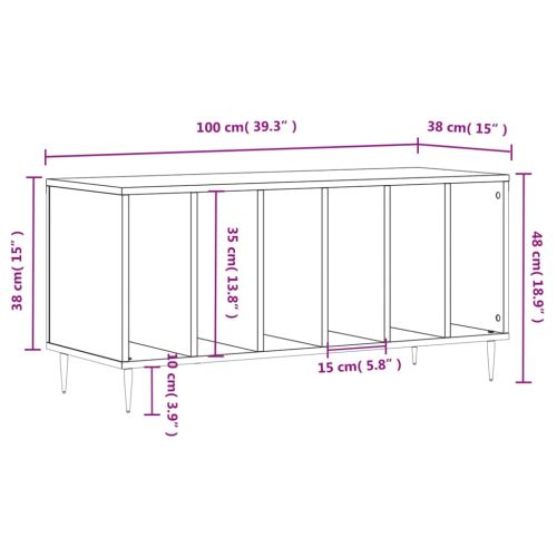 Шкаф за грамофонни плочи бял 100x38x48 см инженерно дърво