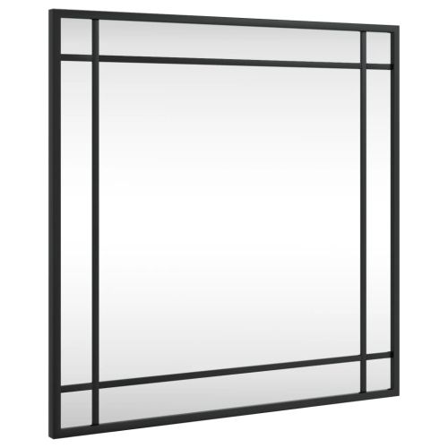 Стенно огледало, черно, 50x50 см, квадратно, желязо