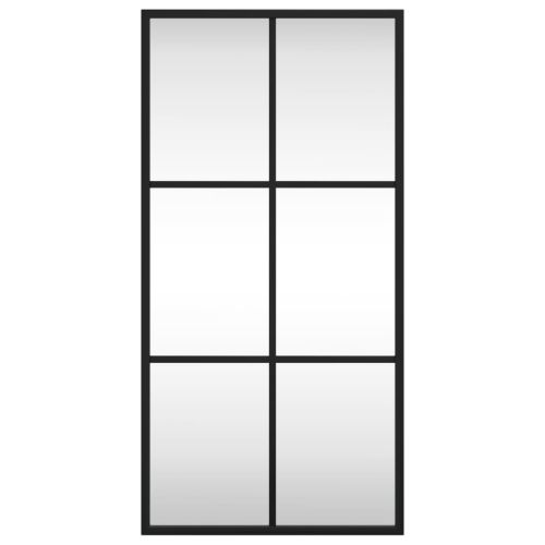 Стенно огледало, черно, 30x60 см, правоъгълно, желязо