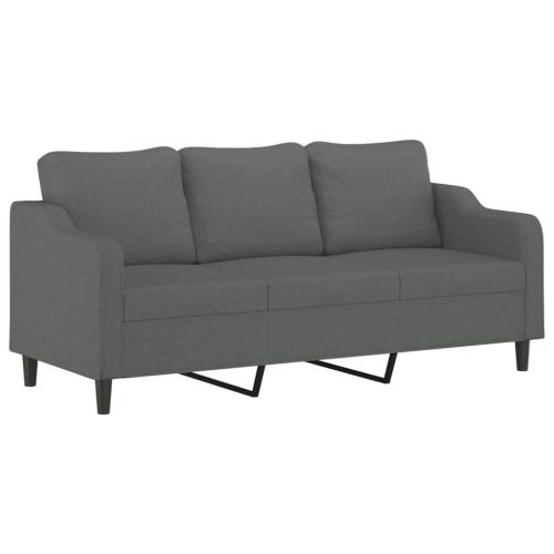 3-местен диван с табуретка, тъмносив, 180 см, текстил
